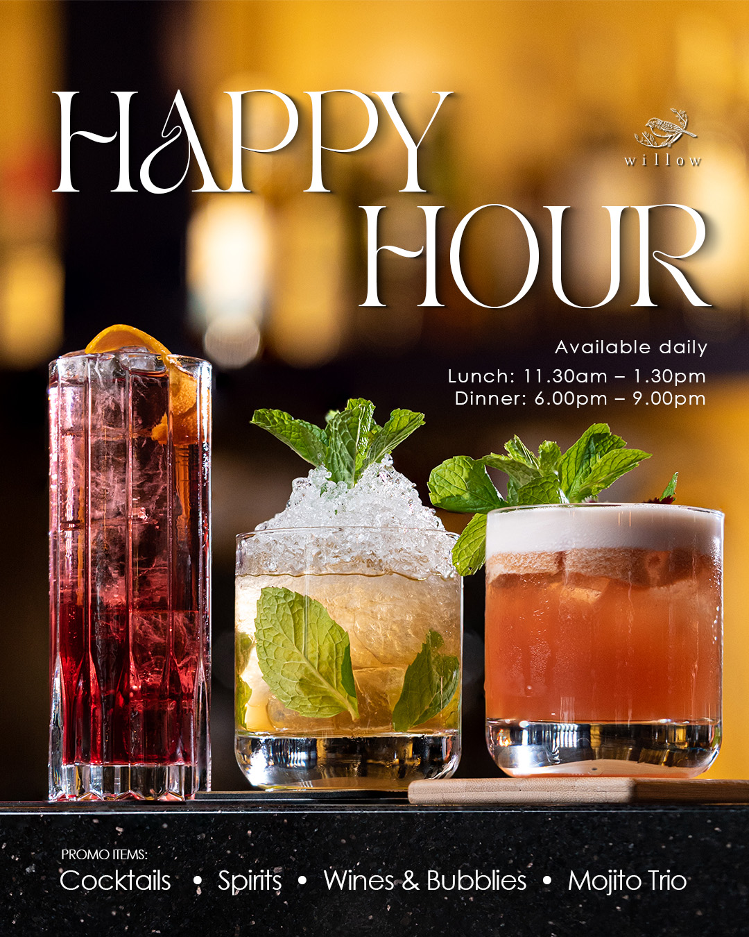 Happy Hour Promotion at Willow KL